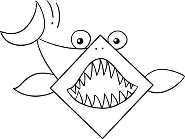 大鲨鱼简笔画简单又好看，海里最凶猛的大白鲨绘画步骤