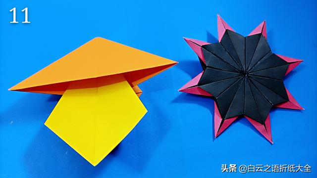 飞镖折纸超简单版一张纸，手工折纸一款像太阳花的飞镖