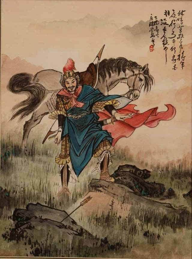 李广射虎国画图片