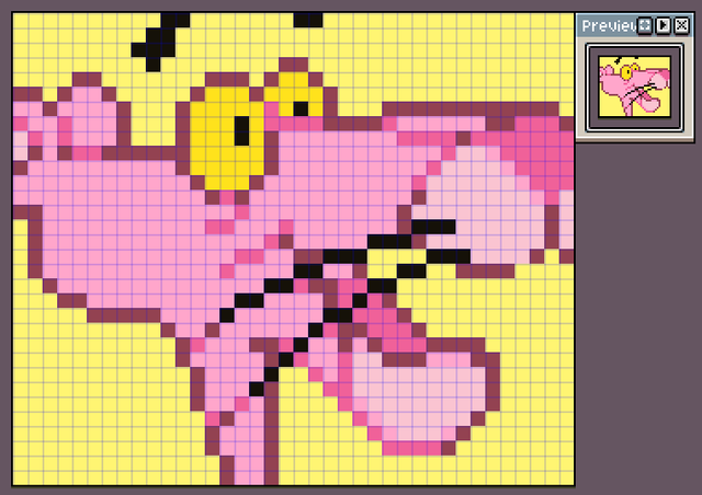 粉红豹简笔画步骤，粉红豹简单画法（粉红豹像素画网格画可爱简单图案）