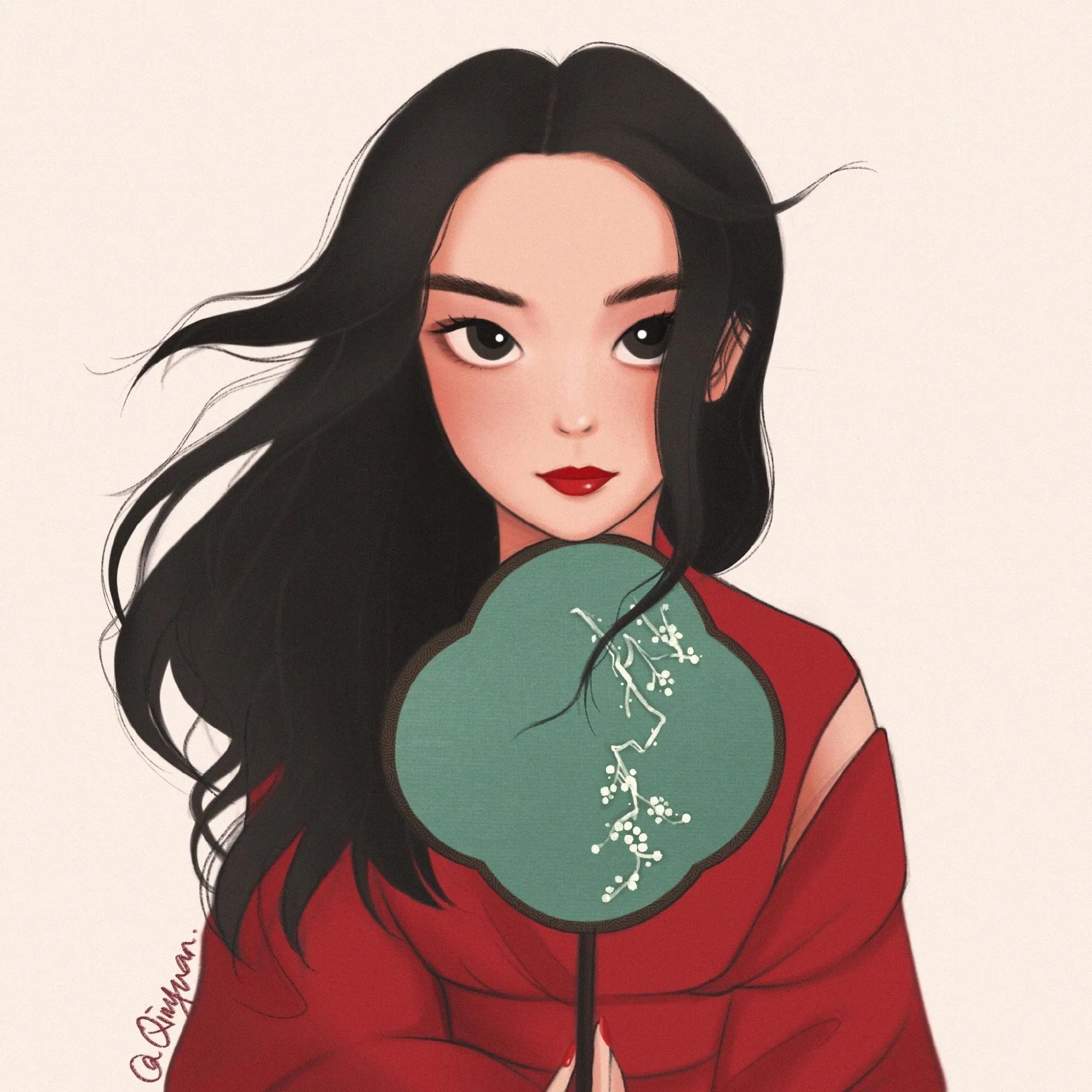 莫稚♡ 花木兰头像微信，莫稚♡ 花木兰头像（<迪士尼公主与花木兰>手绘）