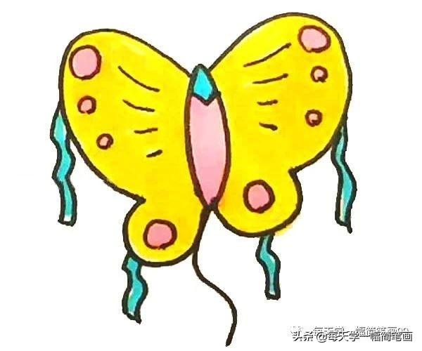 蝴蝶翅膀简笔画，蝴蝶翅膀图片简笔画（每天学一幅简笔画--蝴蝶风筝简笔画教程）