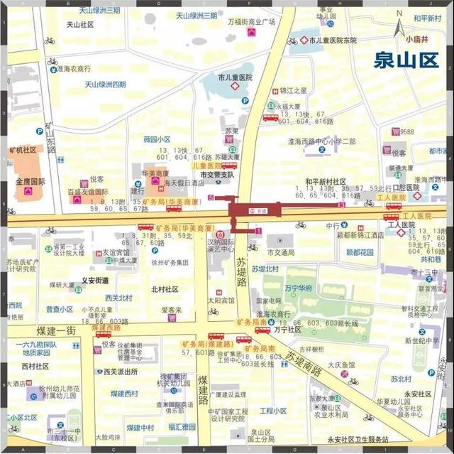 江苏徐州地铁一号线规划图，徐州地铁一号线18个站点出入口位置图曝光