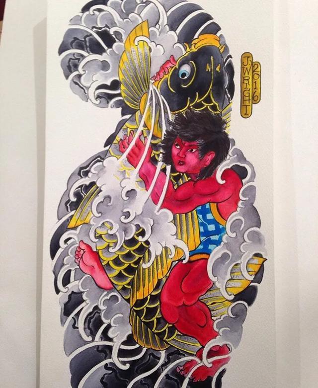 最简单的全臂纹身，《纹身手稿分享》日式整臂纹身