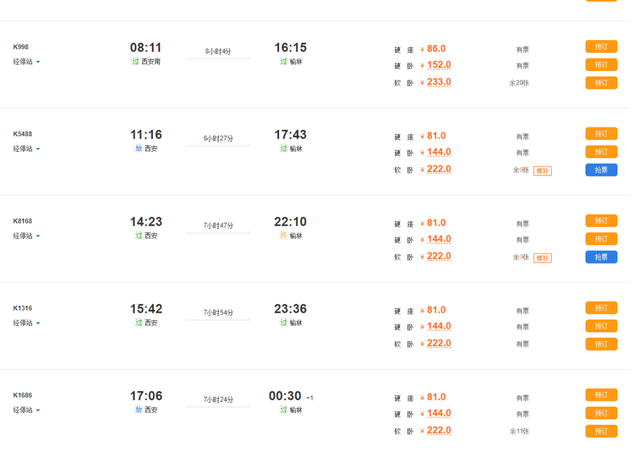 西安到榆林动车有哪些站，西安到榆林动车途经哪些站（西安-榆林动车全程5小时29分）