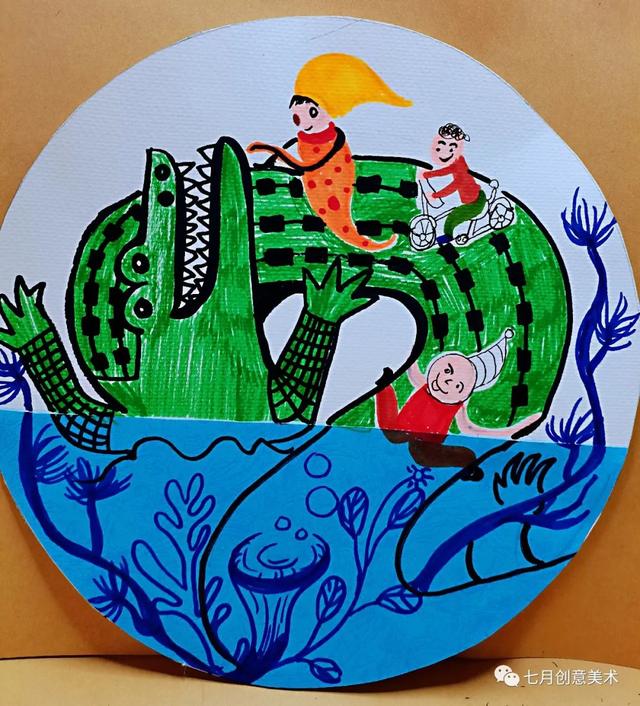 滑滑梯简笔画怎么画，滑梯简笔画 简单（鳄鱼滑滑梯）