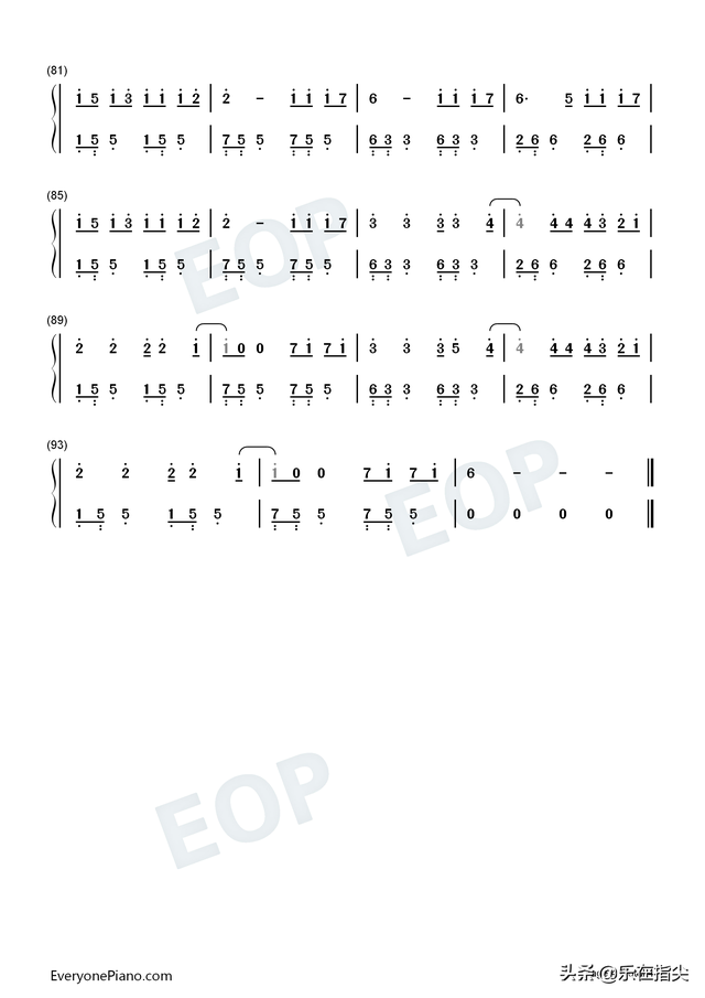 童话钢琴谱简易版数字，童话钢琴谱（Max-简谱五线谱钢琴谱电子琴谱）