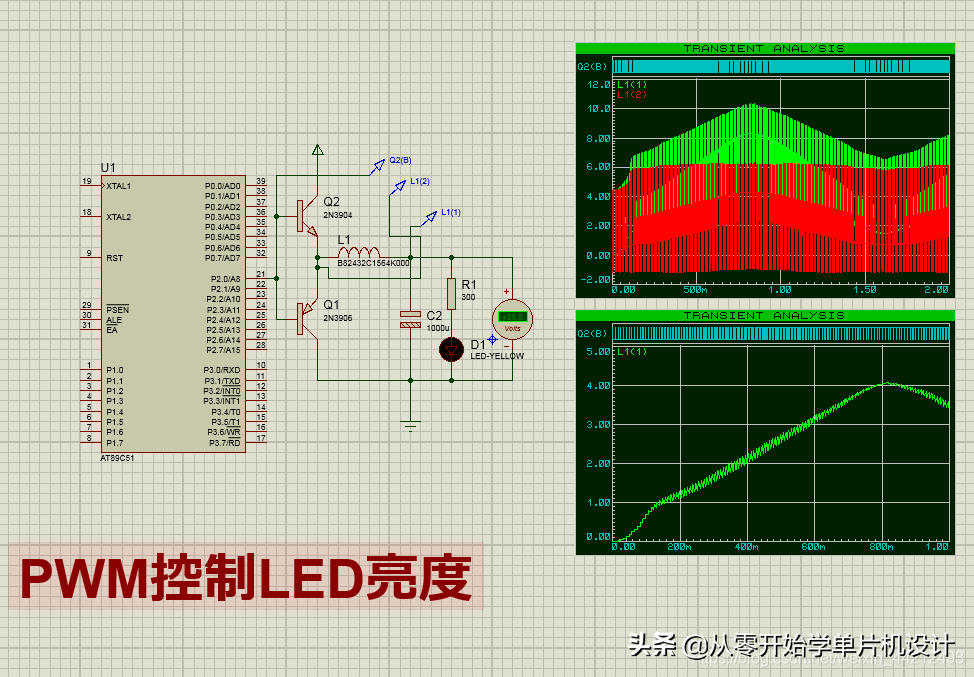 单片机控制灯的亮度 51单片机PWM控制LED的亮度仿真程序图谱 （附仿真文件+源代码）