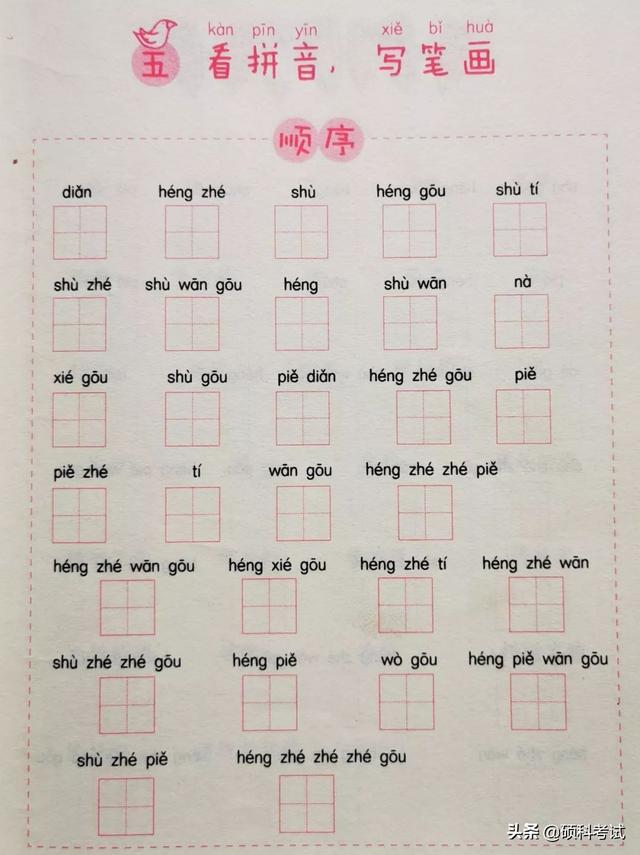 基本笔画每日一练，29个汉字基本笔画