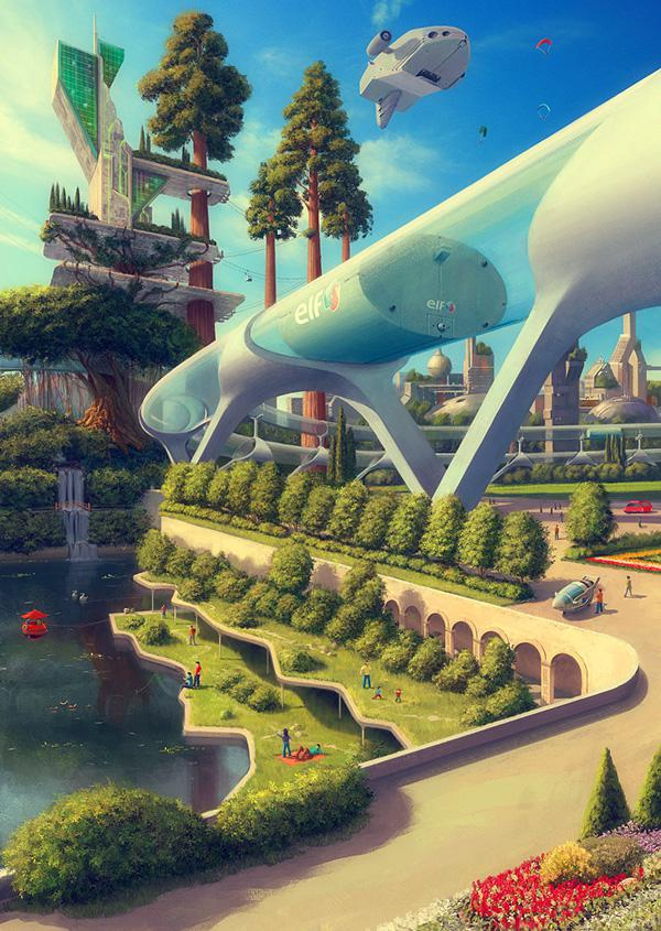 科技画是什么,科技画是什么颜色(一张插画就是一个科幻故事.