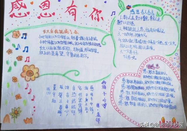 感恩手抄报简单又漂亮，感恩手抄报简单又漂亮一年级（感恩有你小学生手抄报）