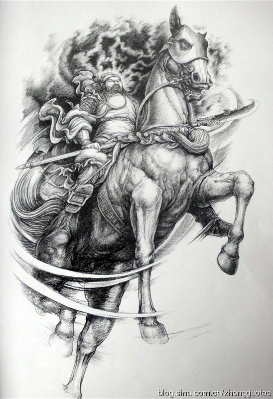 Q版可爱的关羽如何画，关羽简笔画可爱（人物白描：关公关云长）