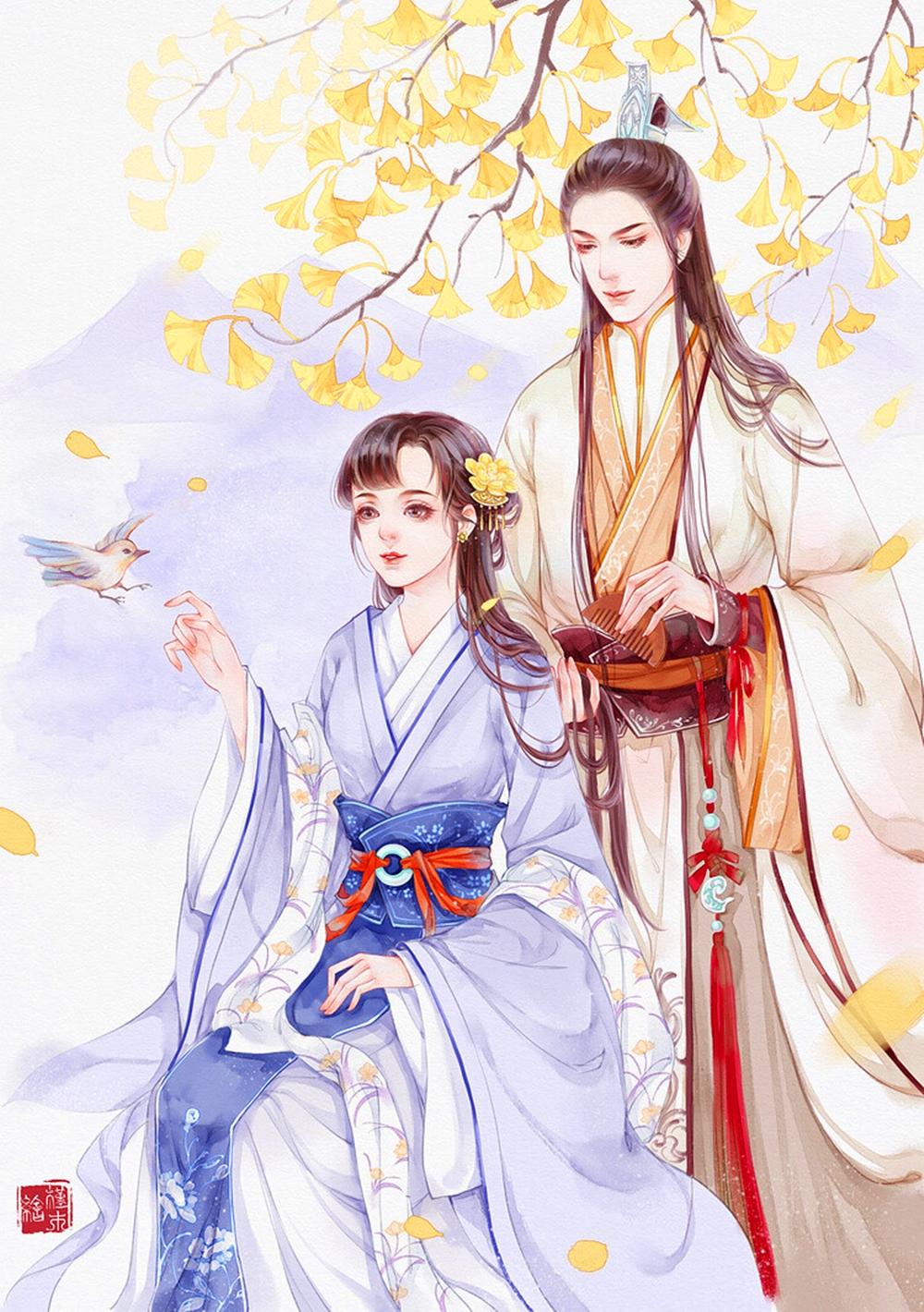 二次元古风情侣系列精美插画图集!所谓伊人,在水一方