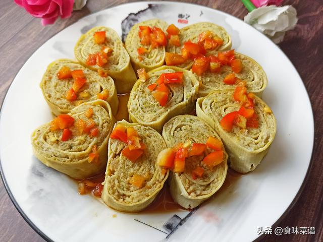 做干豆腐卷肉咋做，豆皮卷肉的家常做法
