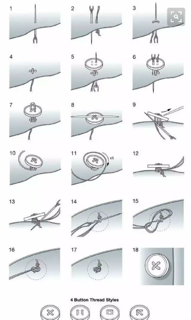 如何打双线纽扣结，单线纽扣结的打法（纽扣的6种缝制方法）