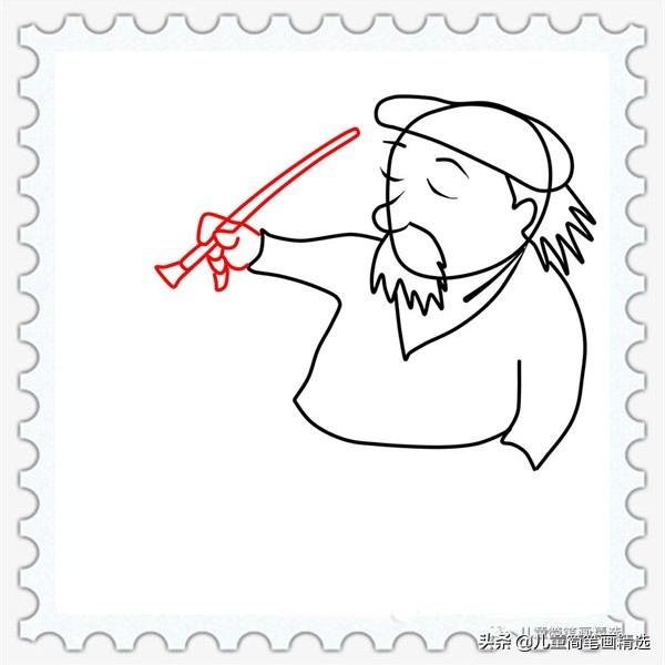 简笔画卡通老人怎么画，儿童简笔画精选-如何画一个手拿画笔的老爷爷