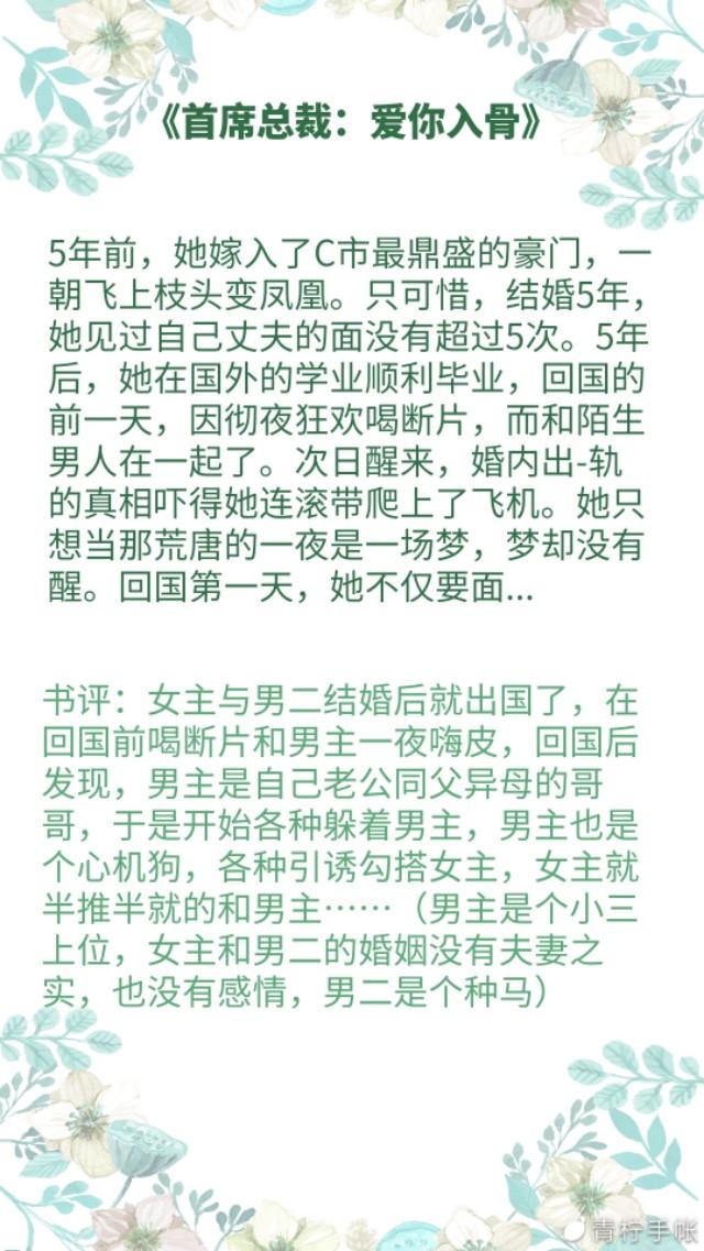 【推书】|千万别错过的三本男小三霸道总裁文|文笔剧情肉肉都有