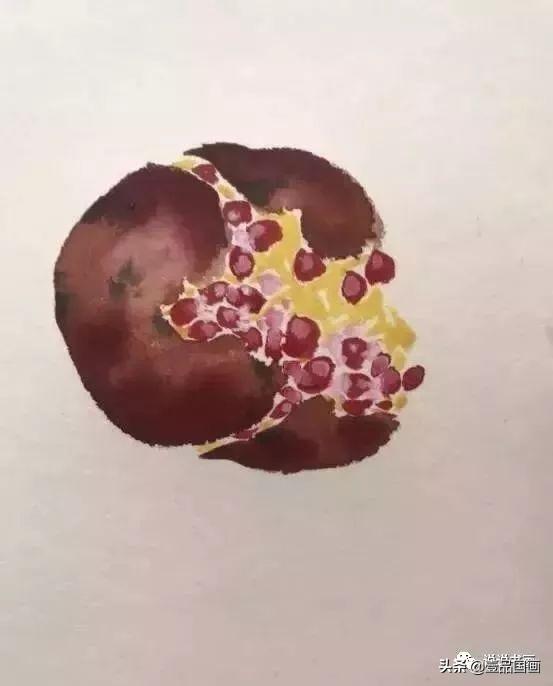 石榴简笔画画法，石榴的简笔画怎么画简单（花卉果蔬系列之石榴的写意画法）