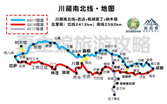 川藏318路线图，自驾318川藏线一周往返路线图（川藏线、丙察察、唐蕃古道、阿里北线、新藏线）