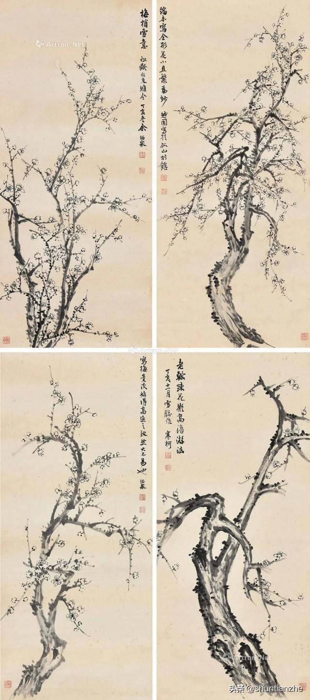 写意梅花100种画法，构图一百例，学完够用了