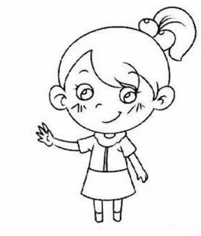 扎马尾简单的简笔画，儿童简笔画教程-扎马尾辫的小女孩