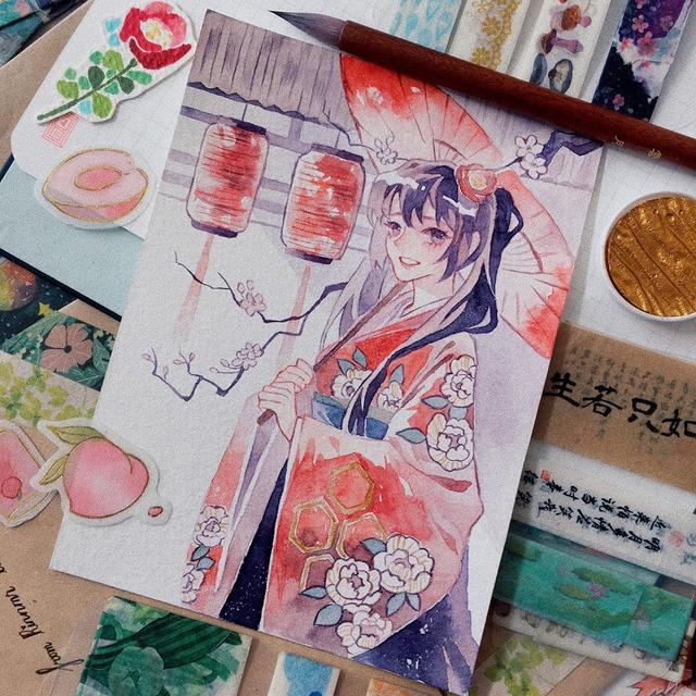 水彩画古风人物教程，水彩画人物教程（这样的水彩好想画）