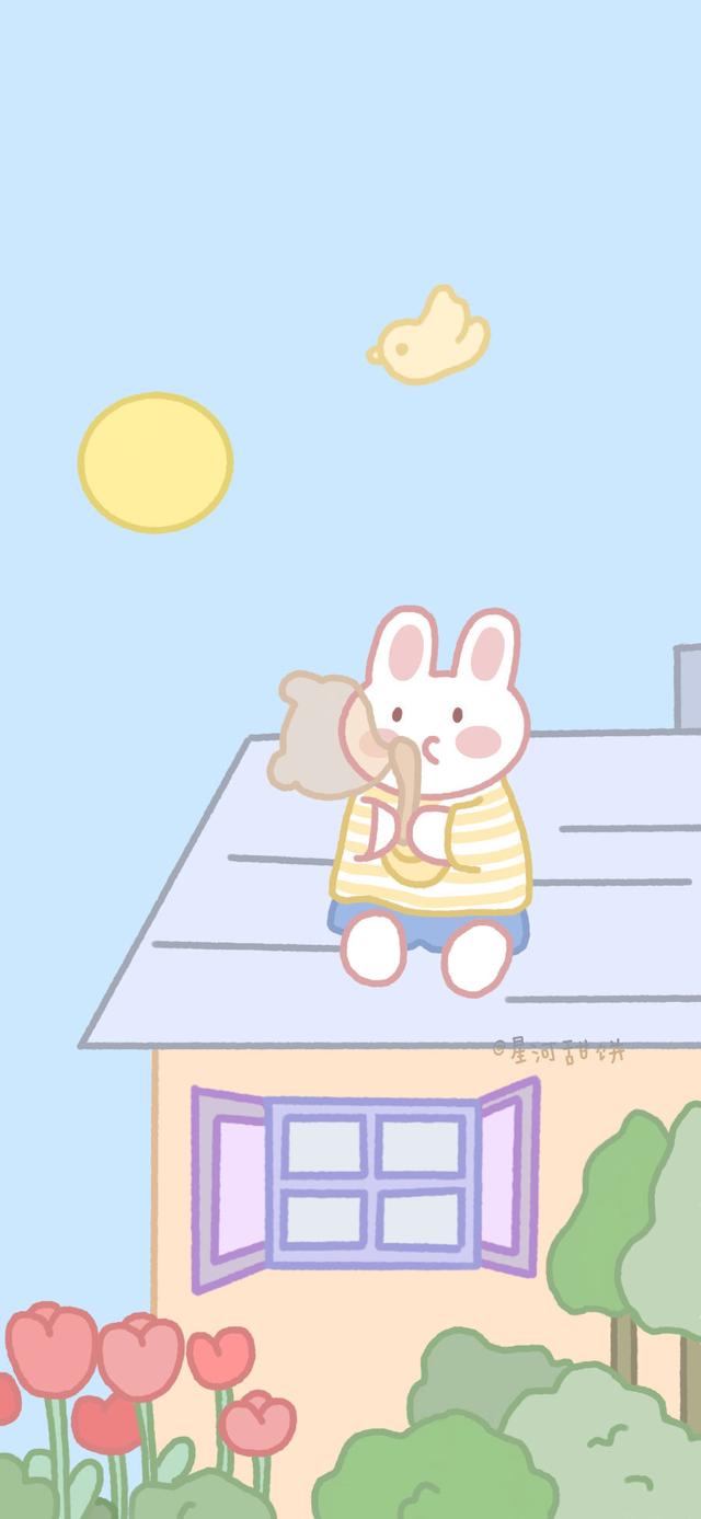 兔子/可爱锁屏/壁纸,锁屏壁纸小兔子(可爱清新兔子手绘壁纸图片)