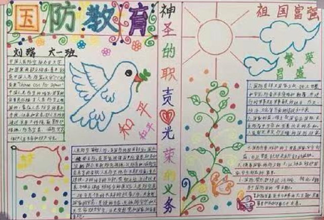 关于国防的手抄报，国防为主题的手抄报图片（小学生“国防手抄画”火了）
