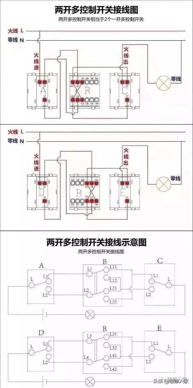 家庭电工布线图解，家庭电路中常用接线图