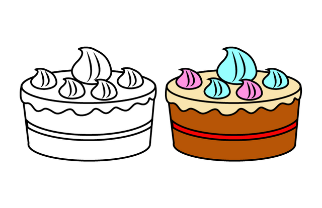生日蛋糕简笔画，生日蛋糕简笔画带颜色（漂亮的生日蛋糕素材）