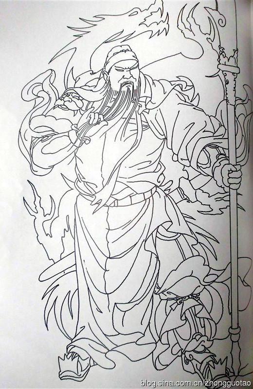 Q版可爱的关羽如何画，关羽简笔画可爱（人物白描：关公关云长）