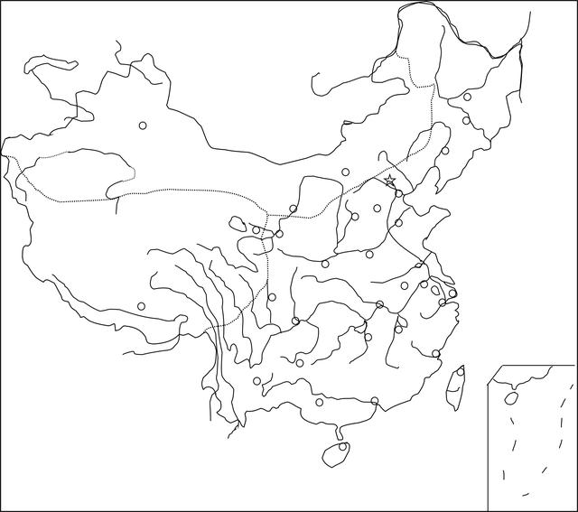 33幅中国地图空白线描图关于【中国政区图简笔画:图集:33幅中国地图