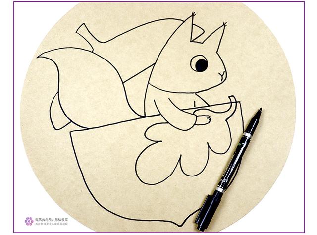 松鼠怎么画，松树怎么画简笔画图片（绘画教程，松鼠与橡果）