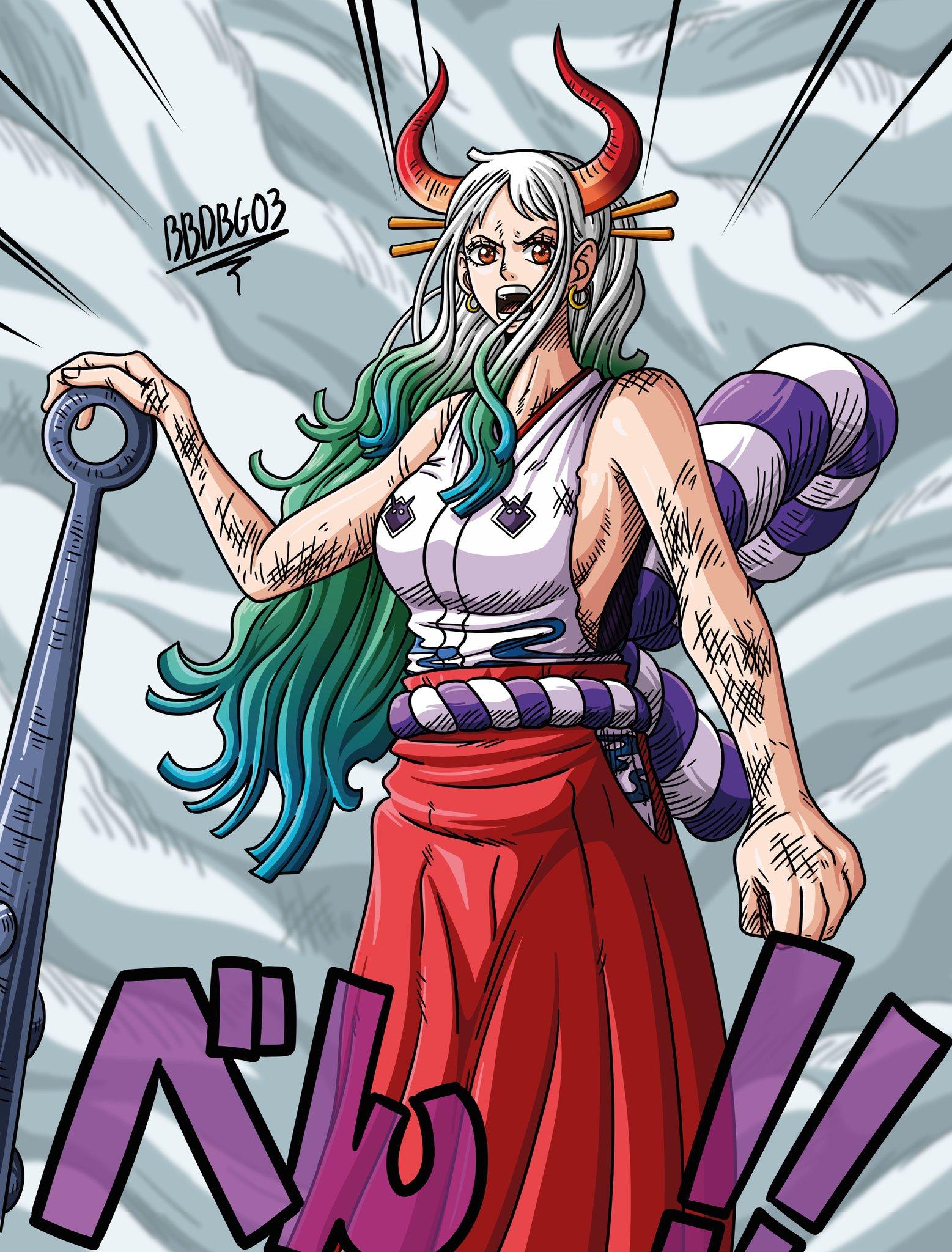 海贼王漫画994话上色作品分享,桃子扑入大和怀抱假想图