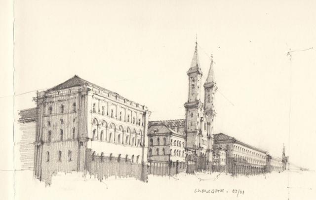 建筑插画线稿，插画，艺术家Flaf