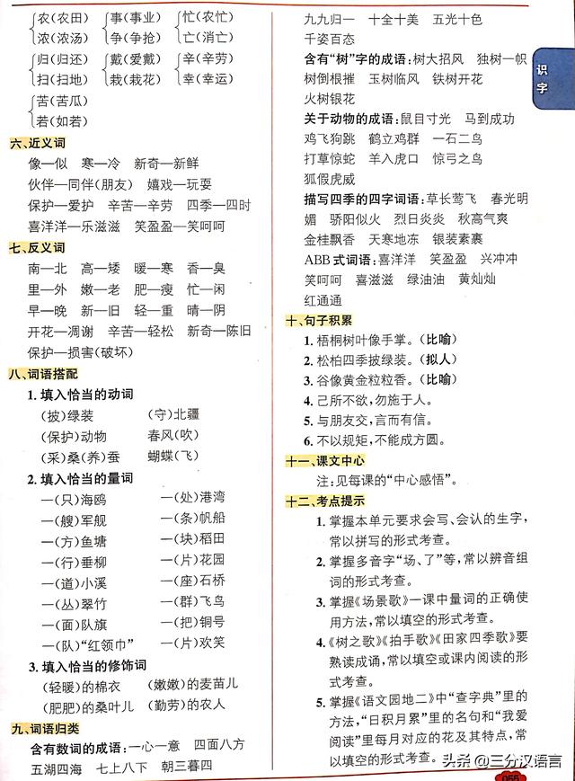 零除去部首还剩几画，零去掉部首还有几画（二年级语文上册第二单元知识要点）