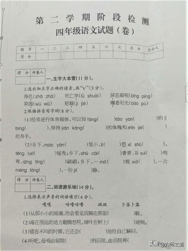 潜水的新含义是什么意思，潜水新的含义是什么（分享四年级语文下册期中试卷）