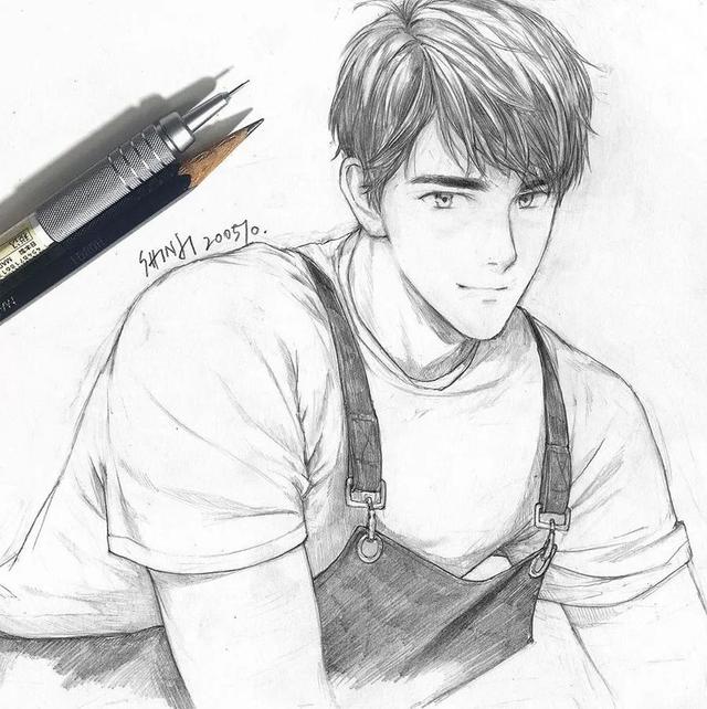 舒眉。，微信头像，舒眉。（一支铅笔画动漫美少年）