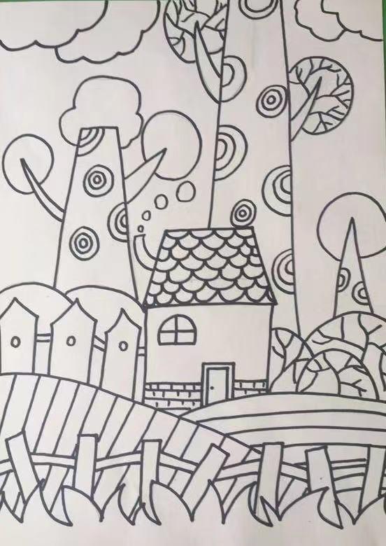 春天景色简笔画,春天景色简笔画图片带颜色(教你画春天主题创意儿童画