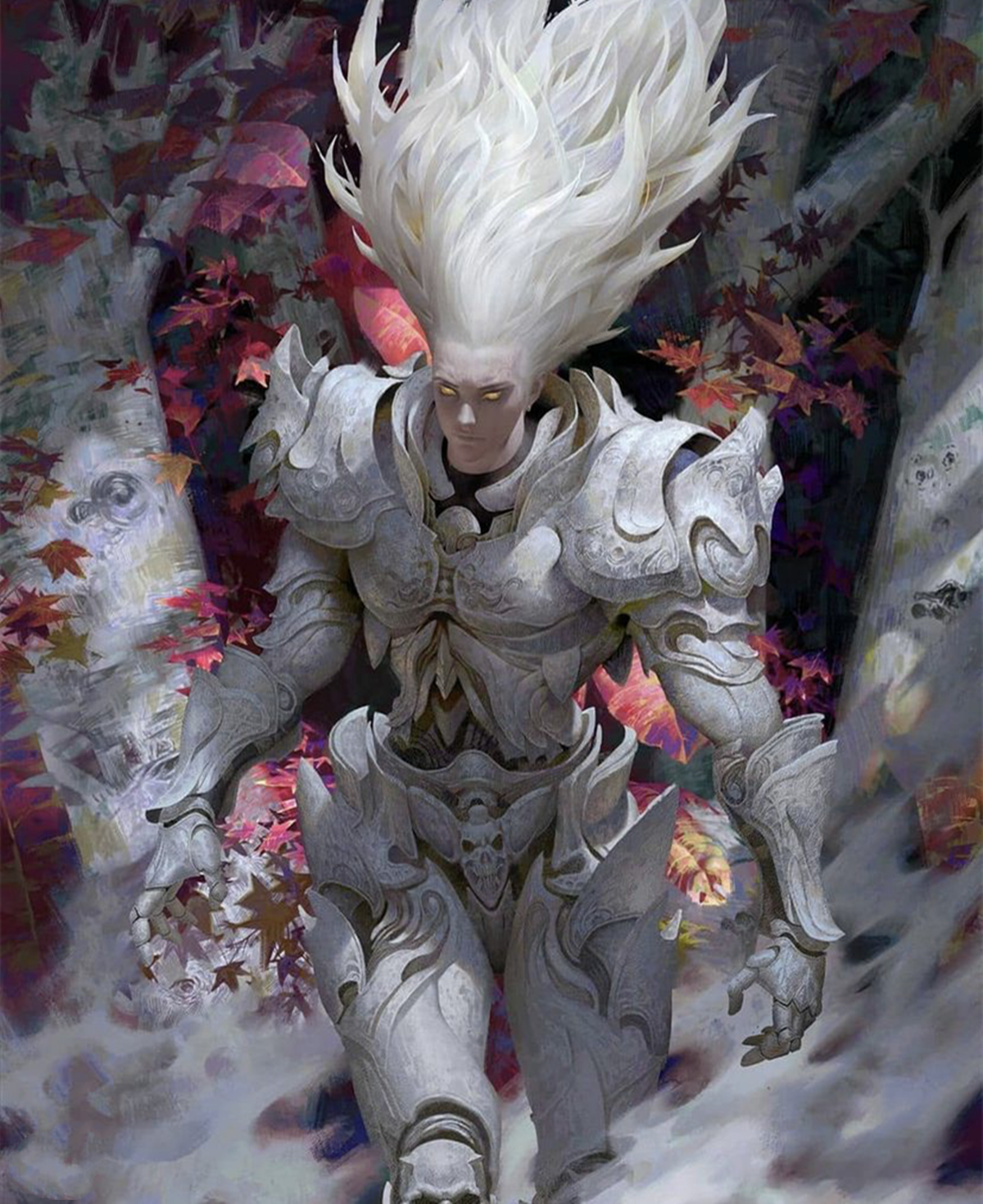 女骑士穿上纯白的盔甲,帅气的长发随风飘舞,成为二次元经典形象