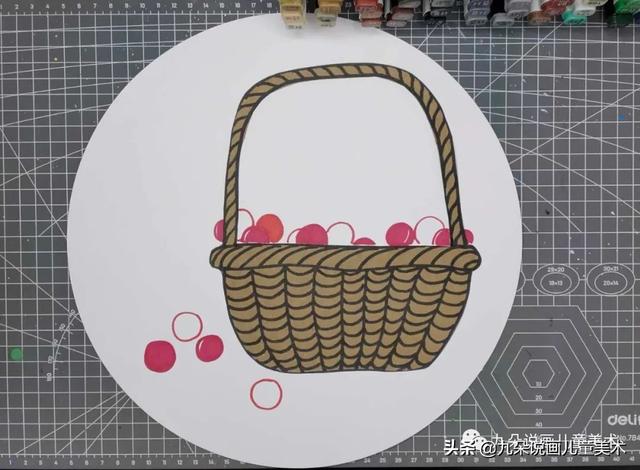 如何画儿童简笔画樱桃，樱桃图片简笔画儿童画（儿童创意绘画教程——马克笔画《一篮子的樱桃》）