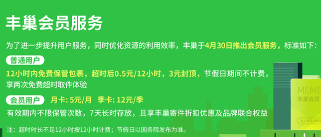 丰巢快递柜存放几个小时开始收费，丰巢快递柜超过12小时就得收费