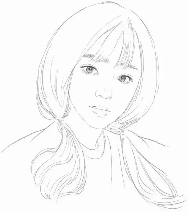 素描头像女生唯美，素描少女.微信（为你喜欢的小姐姐画幅画）