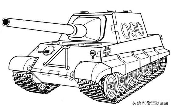 简笔画坦克是怎么画的，虎式重坦简笔画（飞机和坦克的简笔画线稿集锦）