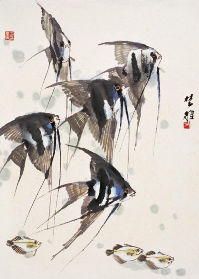 当代著名花鸟画家.六岁拜为王兰若为师.