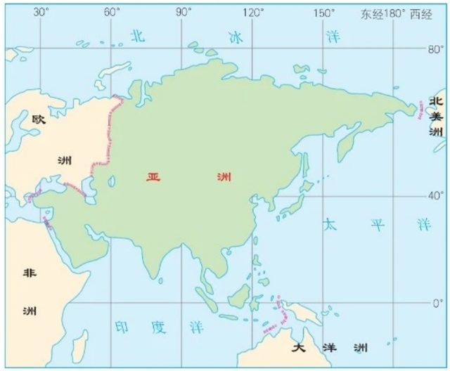 亚洲的纬度位置，亚洲的经纬度位置（填图记忆与测试——亚洲1）