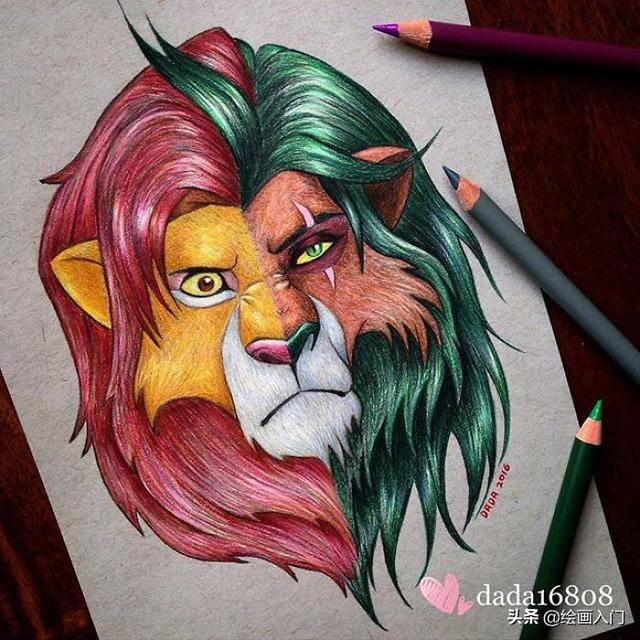 彩铅画动漫人物，卡通人物彩铅画教程（善恶二合一彩铅手绘肖像）