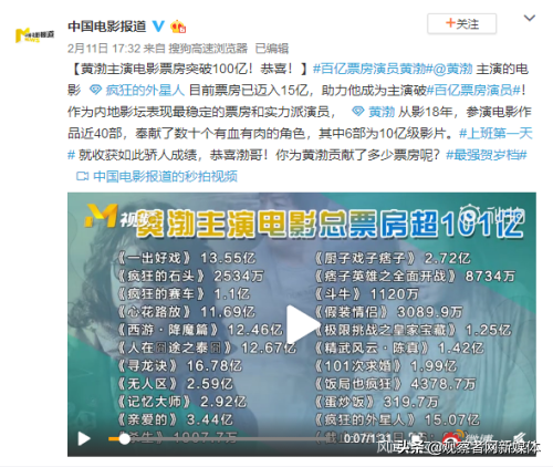 黄渤百亿票房，票房首破100亿到底是黄渤还是吴京