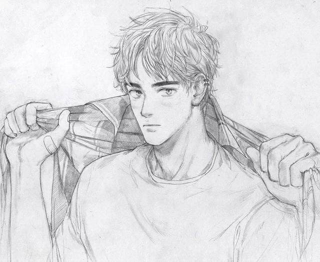 舒眉。，微信头像，舒眉。（一支铅笔画动漫美少年）