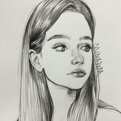 素描女生头像  by:minarim微信，素描女生头像  by:minarim（速写风的素描插画）